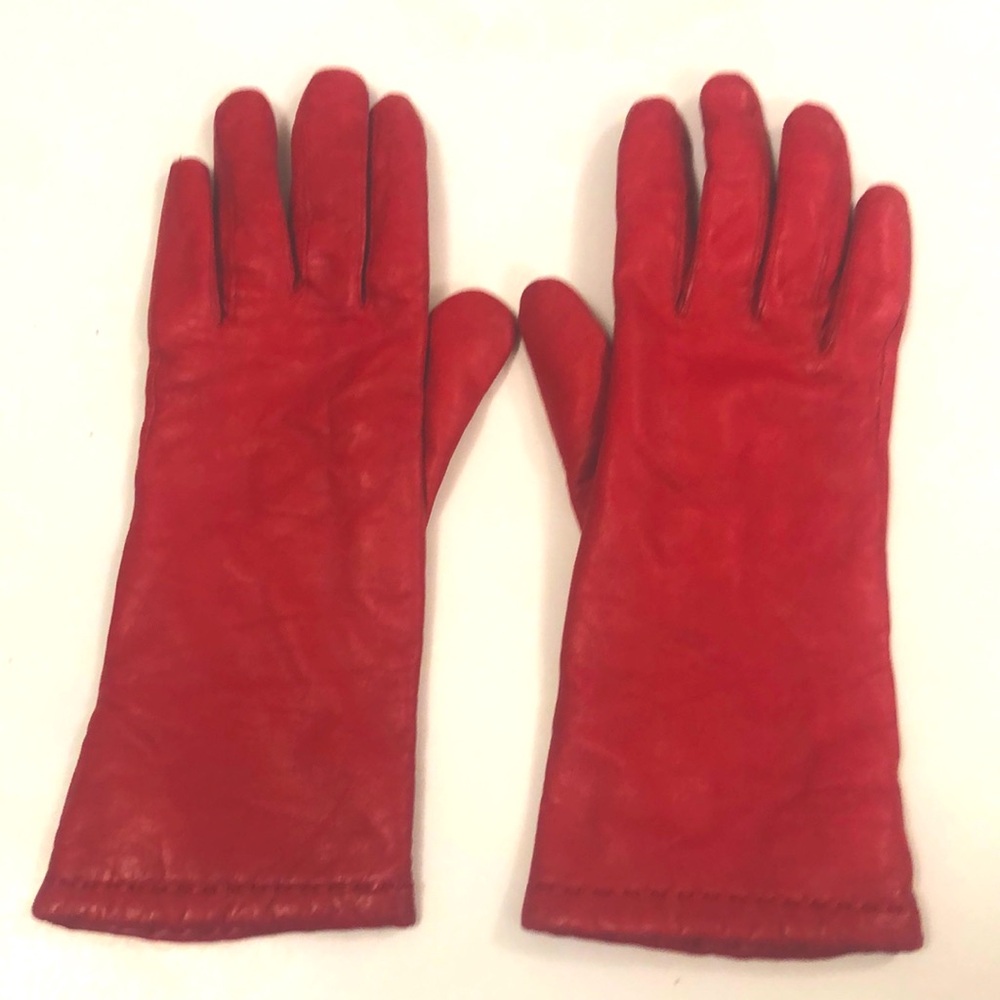 Red Leather Gloves 7.5 Excellent Condition
